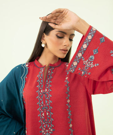 3 Piece - Embroidered Cotton Karandi Suit