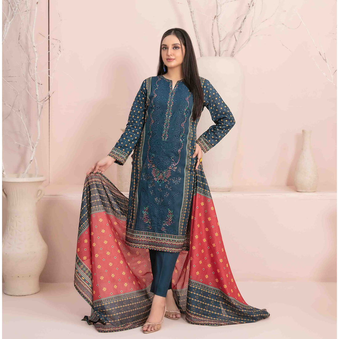 3 Piece Un-Stitched  Embroidered Digital lawn By Tawakkal Fabrics | D-2896