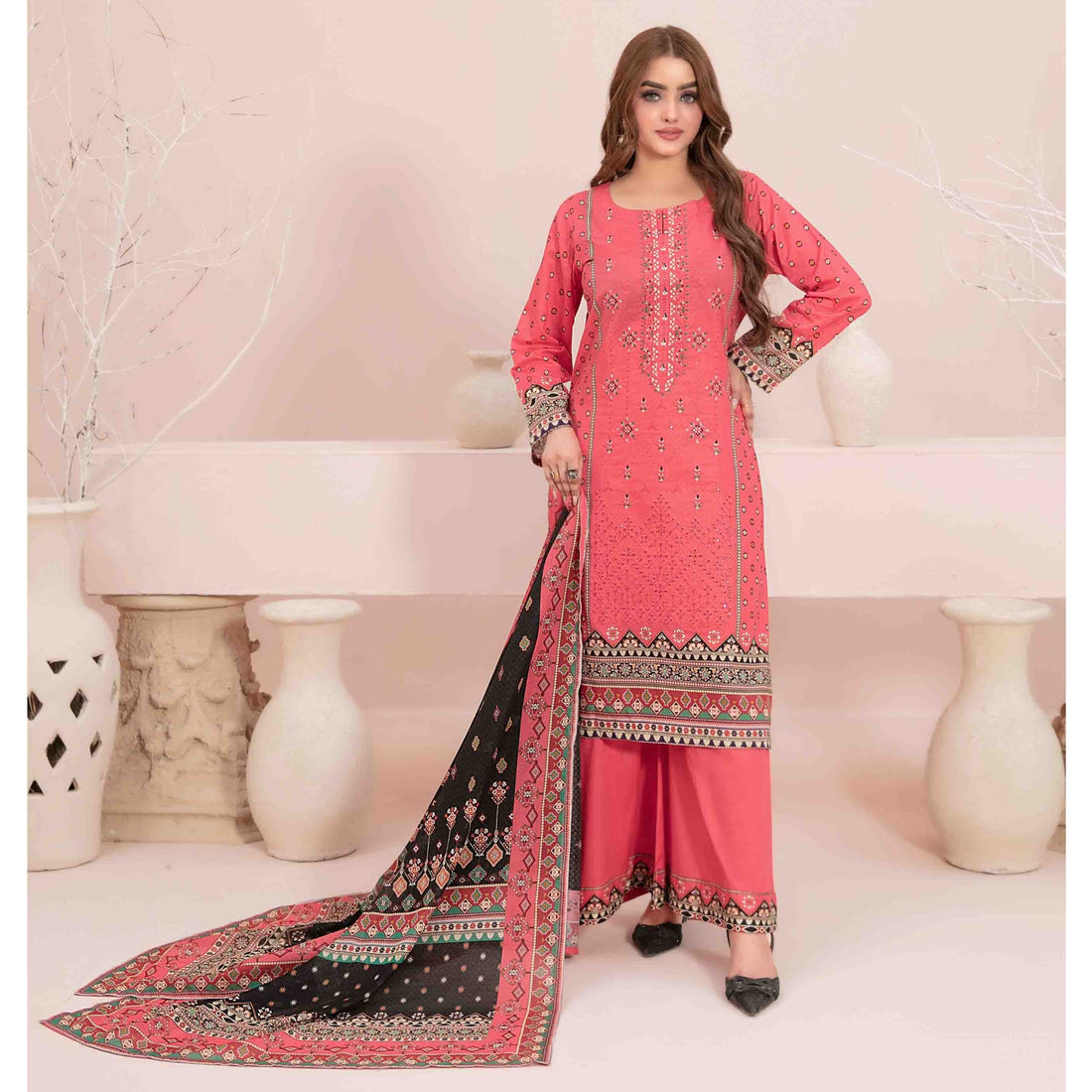 3 Piece Un-Stitched  Embroidered Digital lawn By Tawakkal Fabrics | D-2899