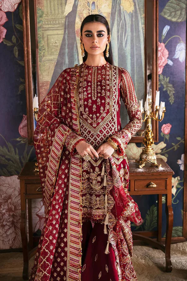 3 Piece Un-Stitched Chiffon Embroidered With Organza Embroidered Dupatta- D-04