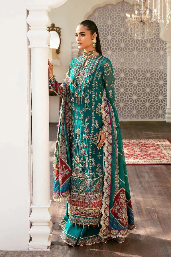 3 Piece Un-Stitched Chiffon Embroidered Organza With Viscose Embroidered Dupatta- D-07