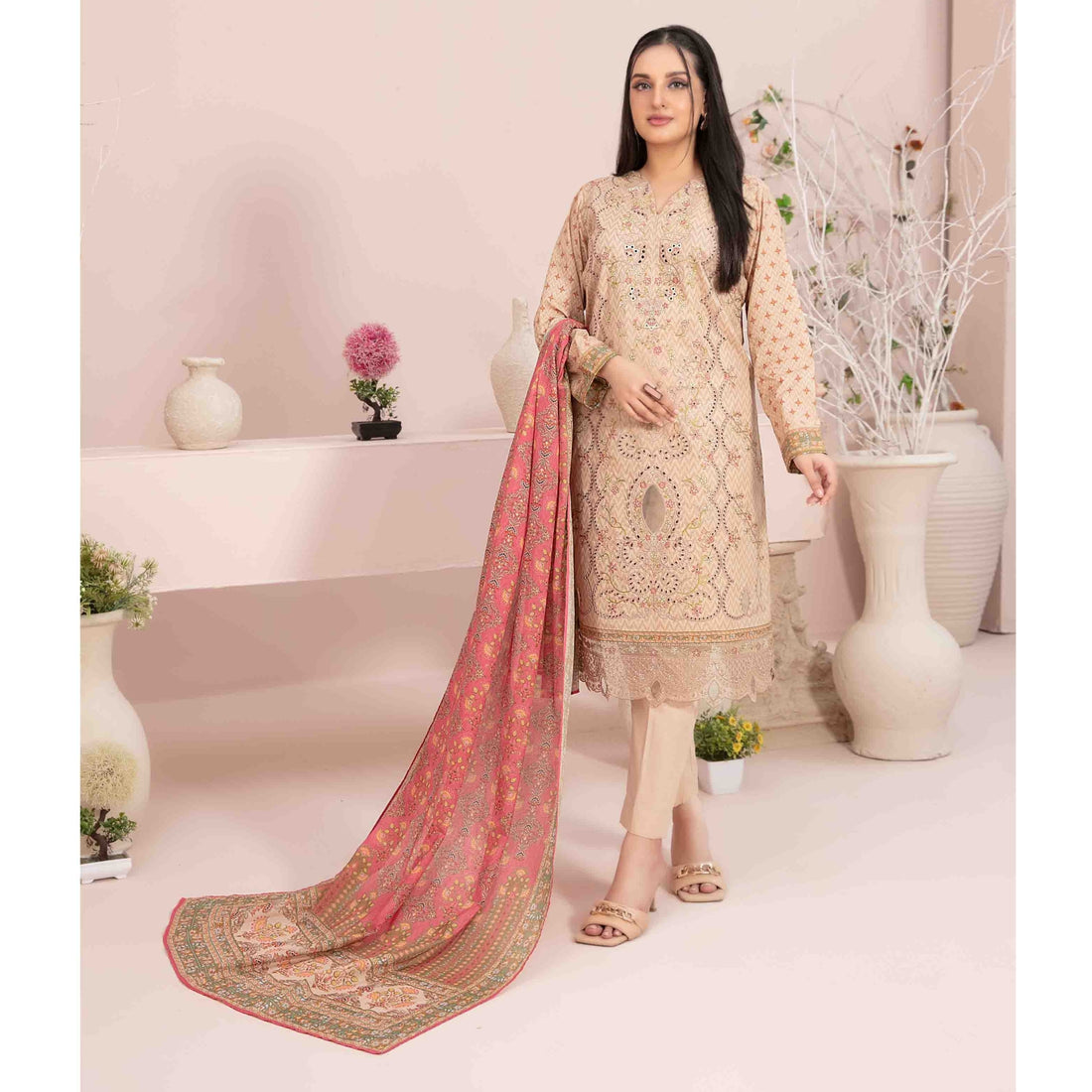 3 Piece Un-Stitched  Embroidered Digital lawn By Tawakkal Fabrics | D-2900