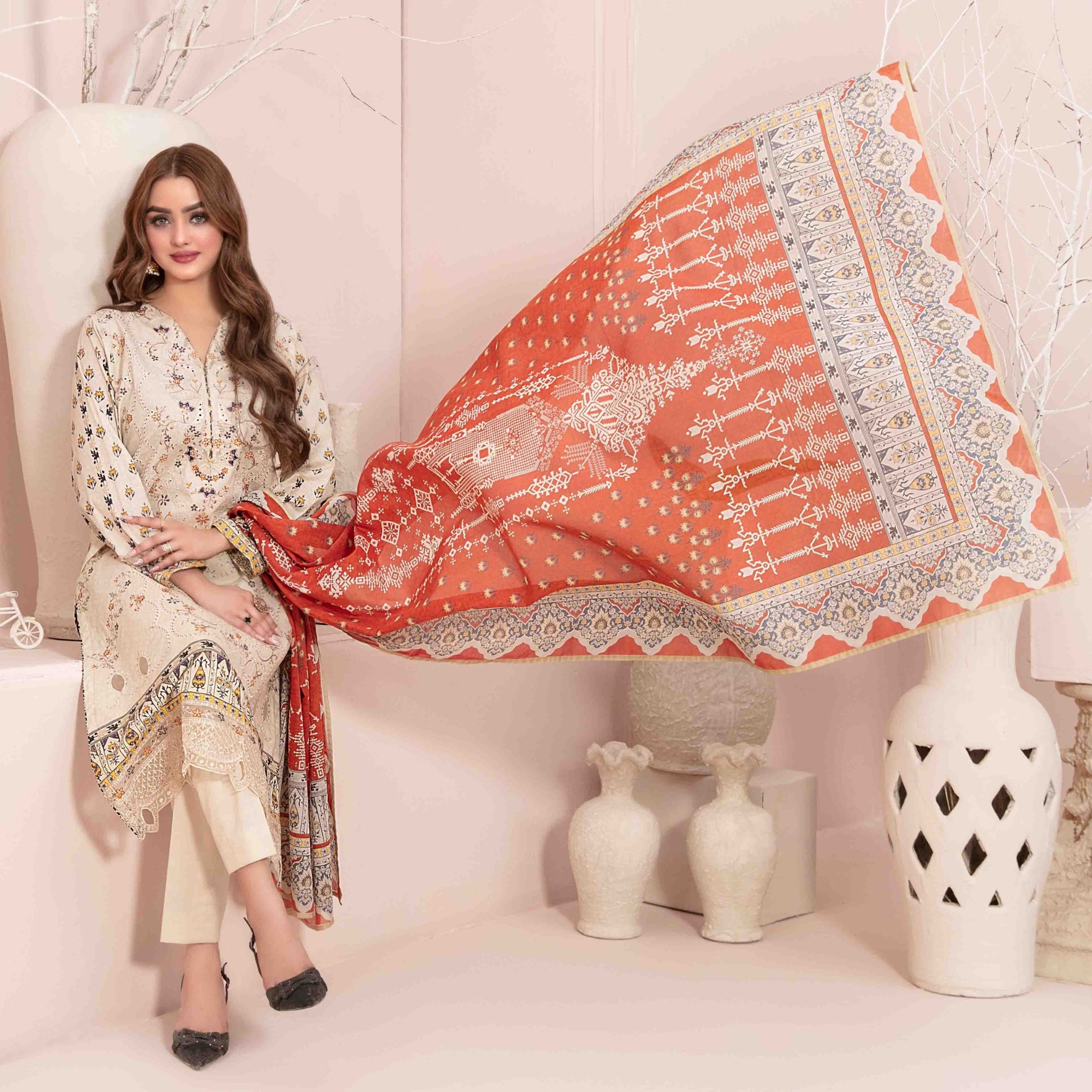 3 Piece Un-Stitched  Embroidered Digital lawn By Tawakkal Fabrics | D-2901