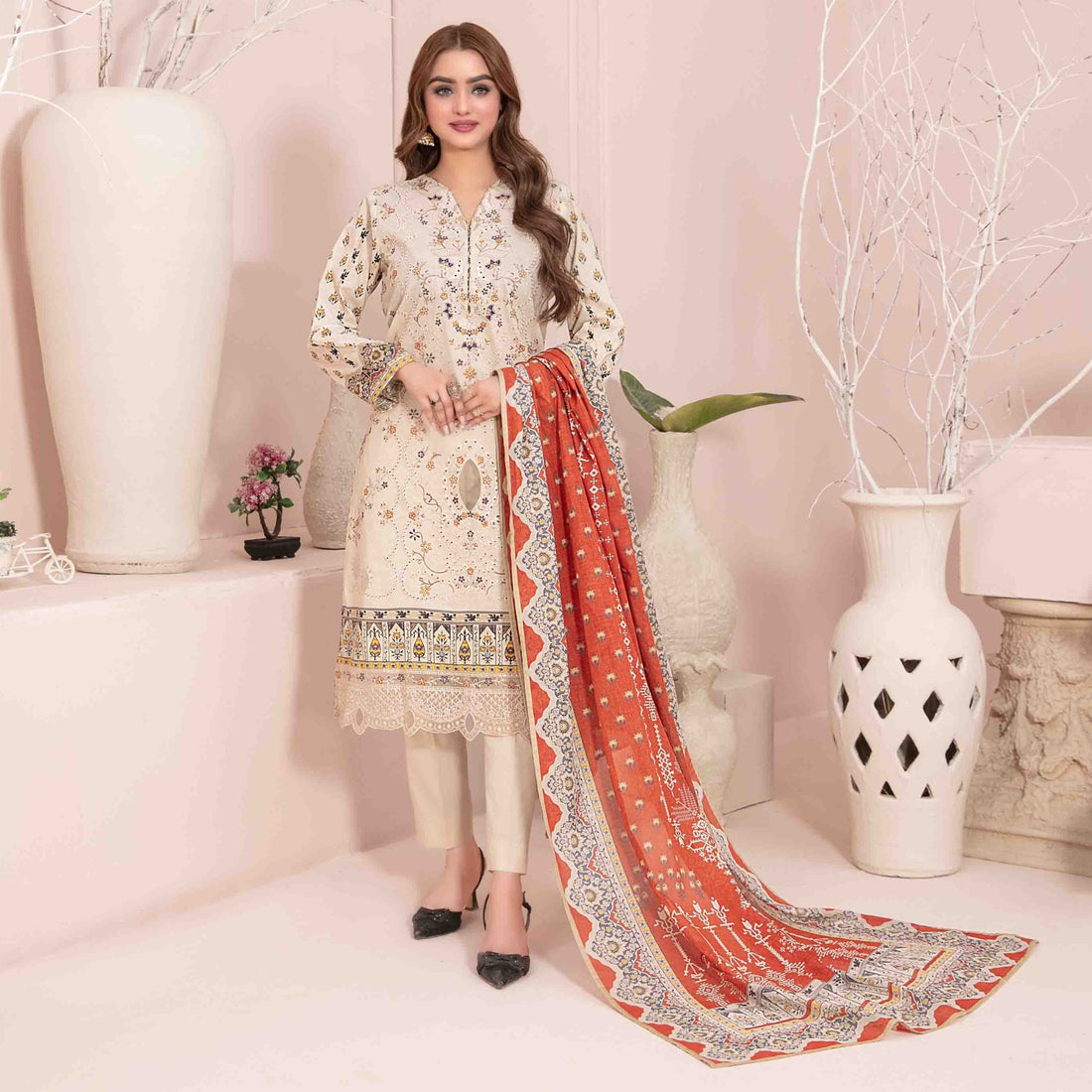 3 Piece Un-Stitched  Embroidered Digital lawn By Tawakkal Fabrics | D-2901