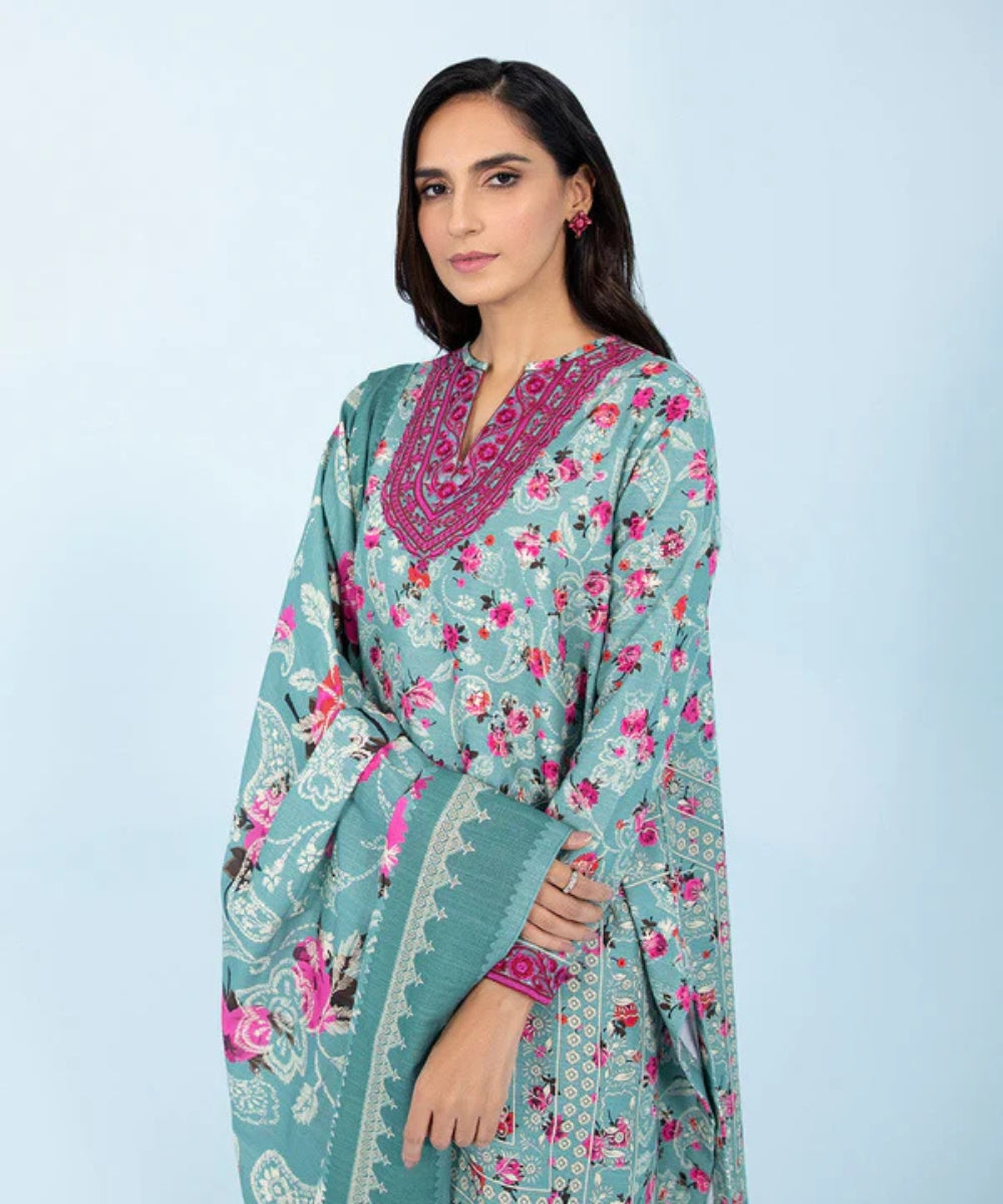 3 Piece - Embroidered Khaddar Suit