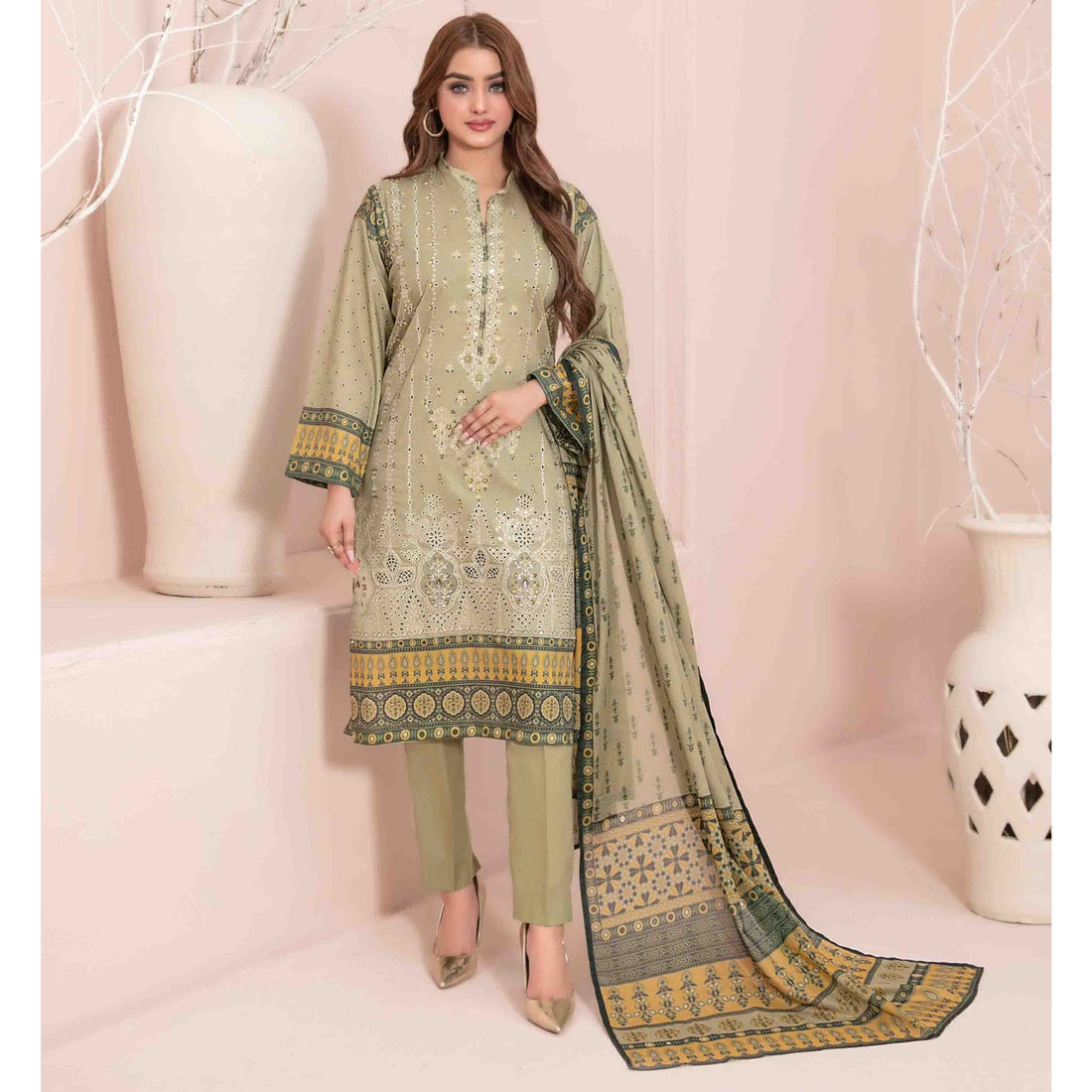 3 Piece Un-Stitched  Embroidered Digital lawn By Tawakkal Fabrics | D-2893