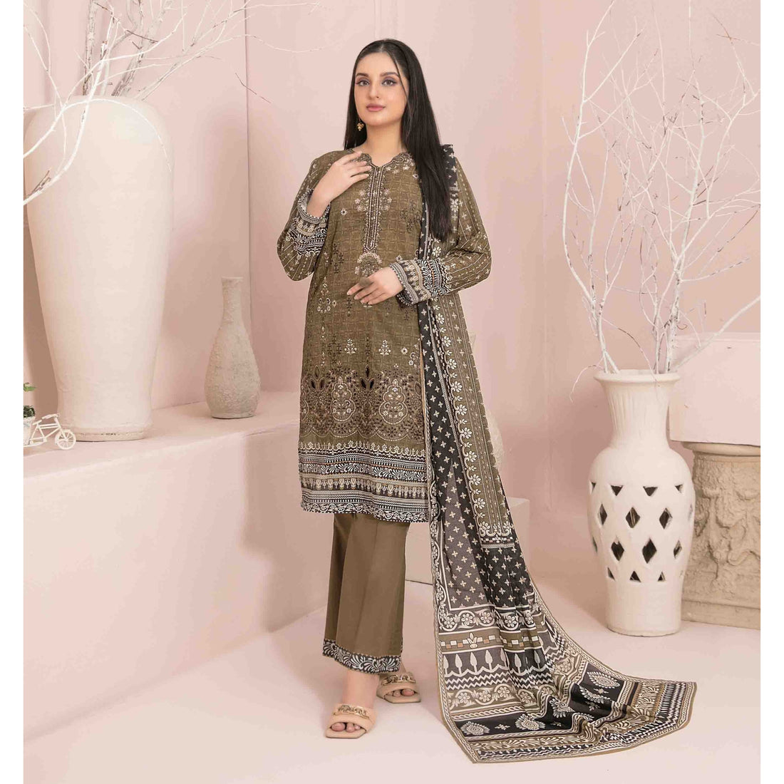 3 Piece Un-Stitched  Embroidered Digital lawn By Tawakkal Fabrics | D-2894