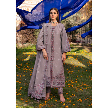 3 Piece Un-Stitched Embroidered Organza Lawn Collection - D-03 Meerat