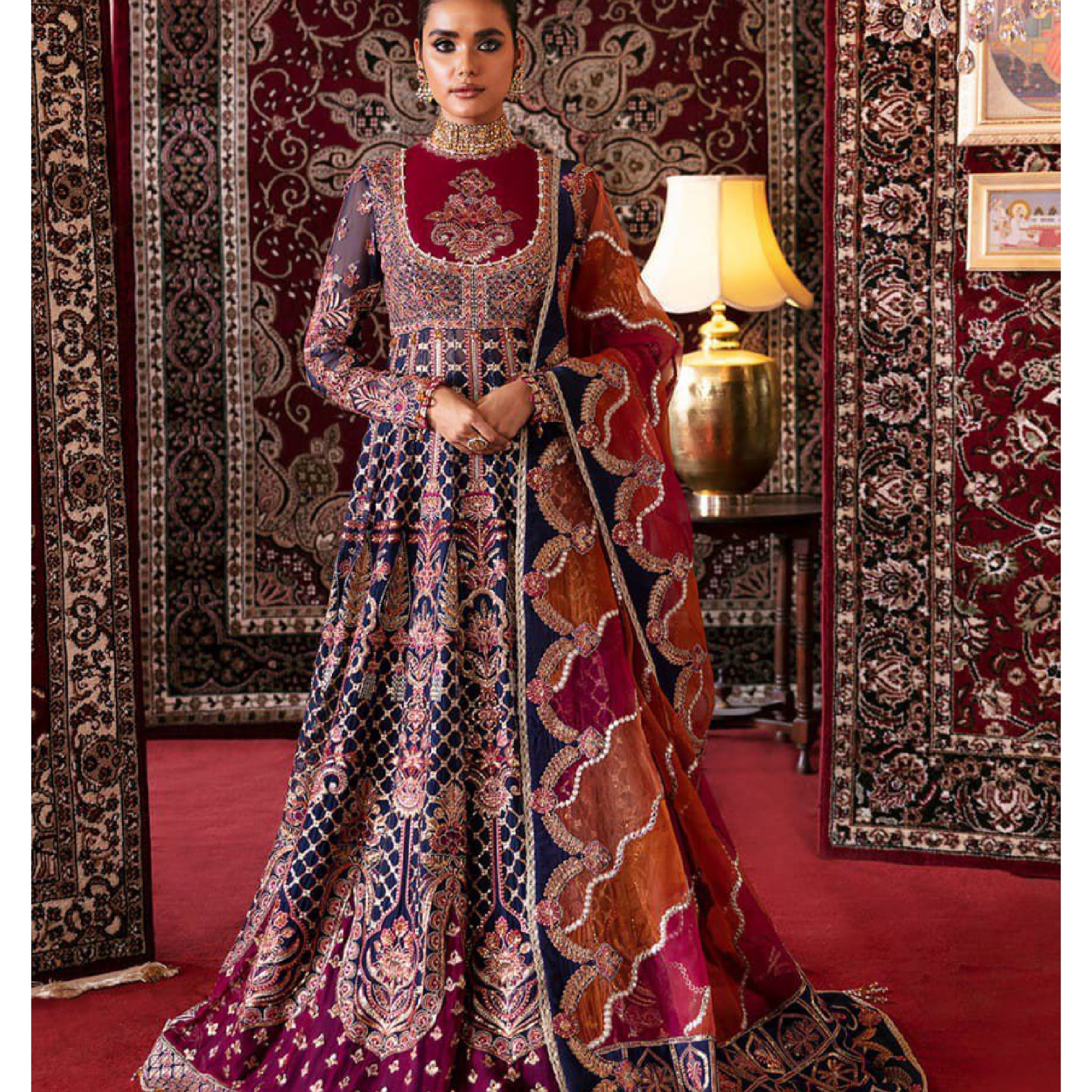 3 Piece Un-Stitched Chiffon Embroidered Organza With Viscose Embroidered Dupatta- D-03