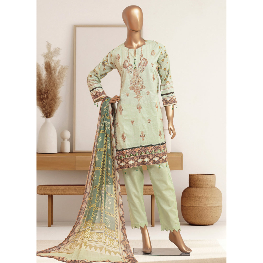 3 Pcs Stitched Luxury Embroidered Lawn Collection'24 by BAU-G | D-4