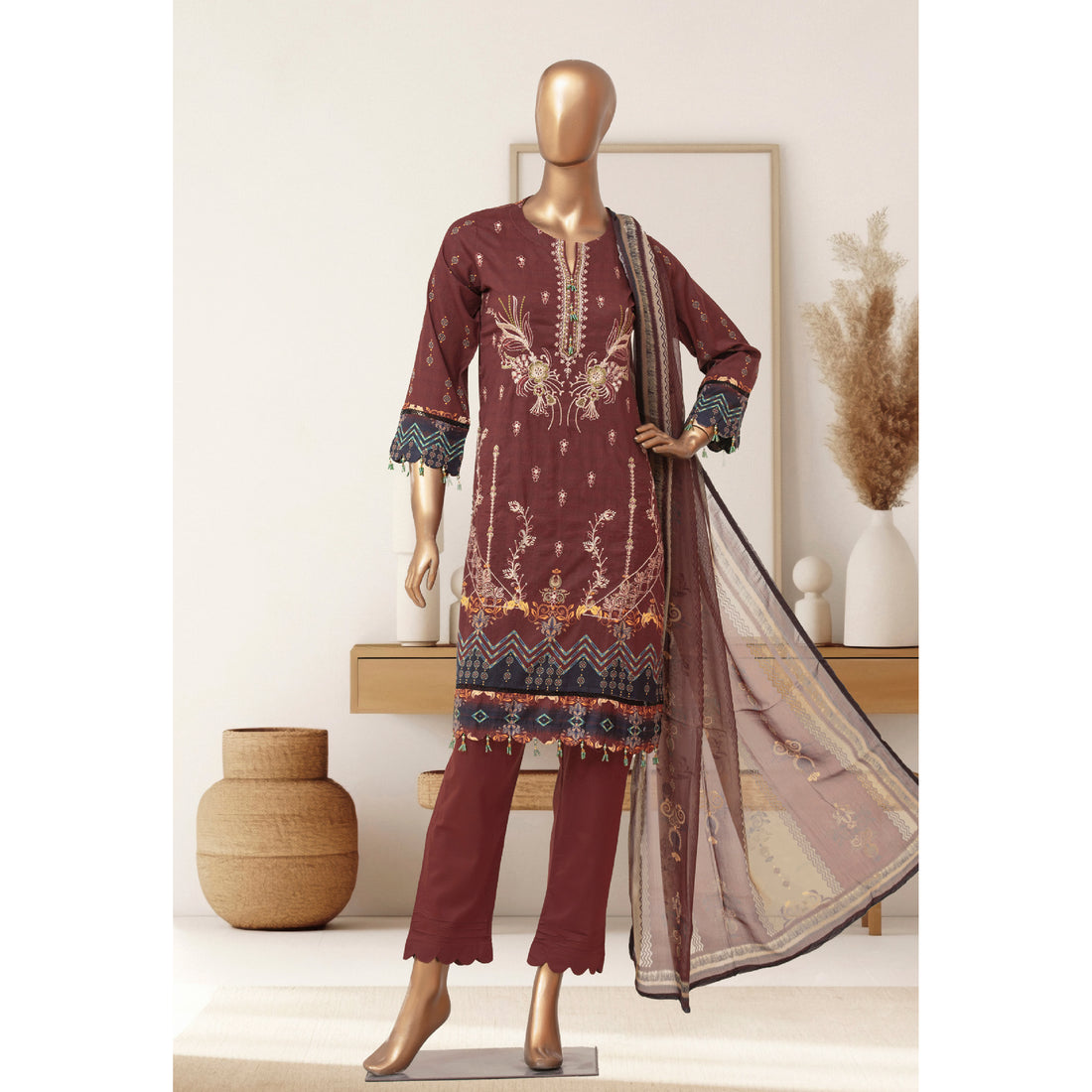 3 Pcs Stitched Luxury Embroidered Lawn Collection'24 by BAU-G | D-5