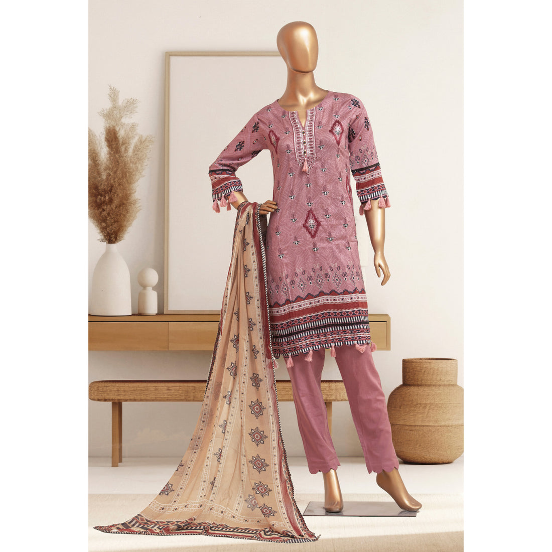 3 Pcs Stitched Luxury Embroidered Lawn Collection'24 by BAU-G | D-8