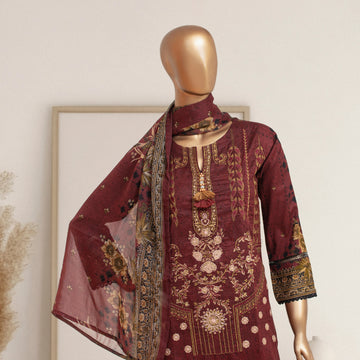 3 Pcs Stitched Luxury Embroidered Lawn Collection'24 by BAU-G | D-9