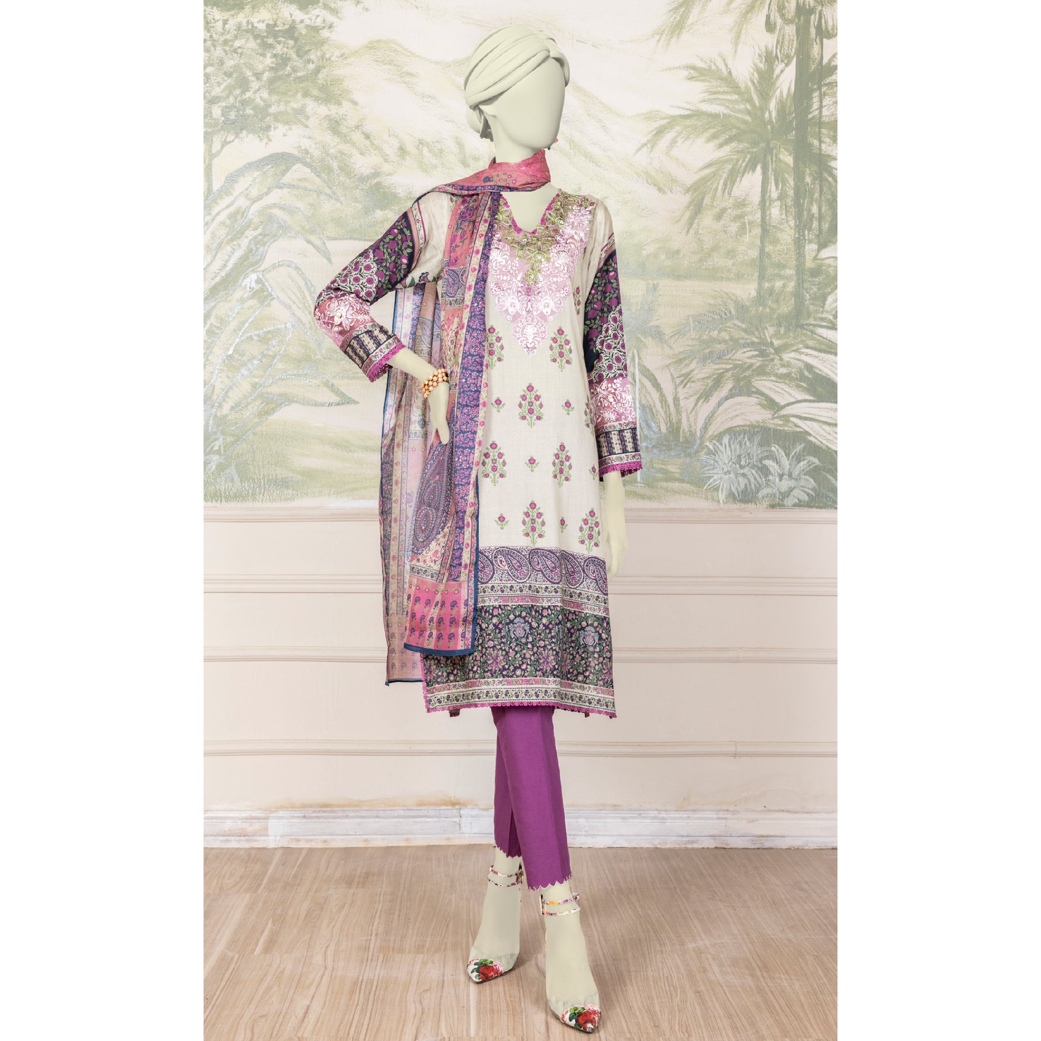 3 Piece Unstitched Embroidered Lawn | 1503 | Garden