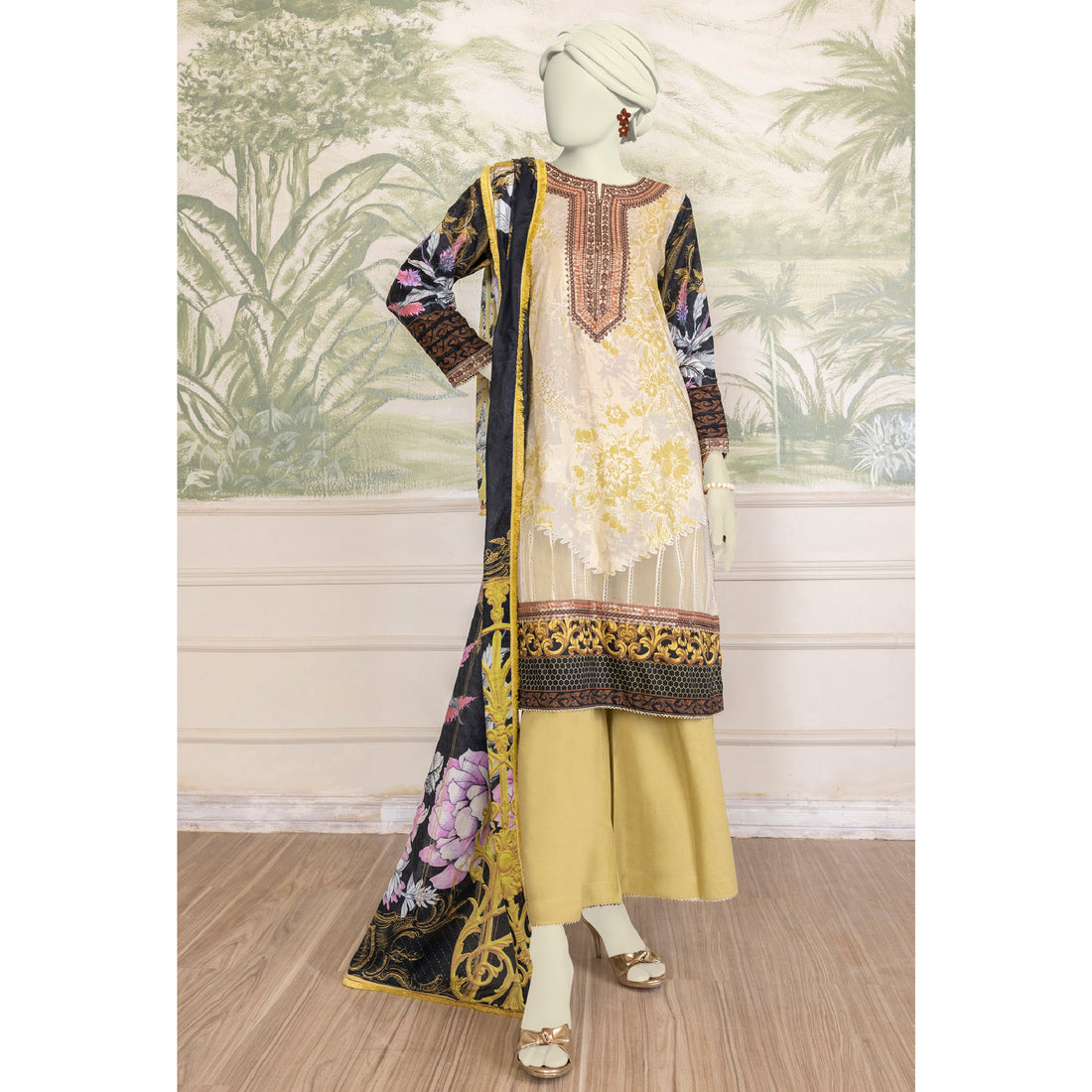 3 Piece Unstitched Embroidered Lawn | 1537 | Flora